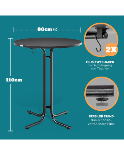 Stehtisch Grau Ø80cm mit Husse Bordeaux